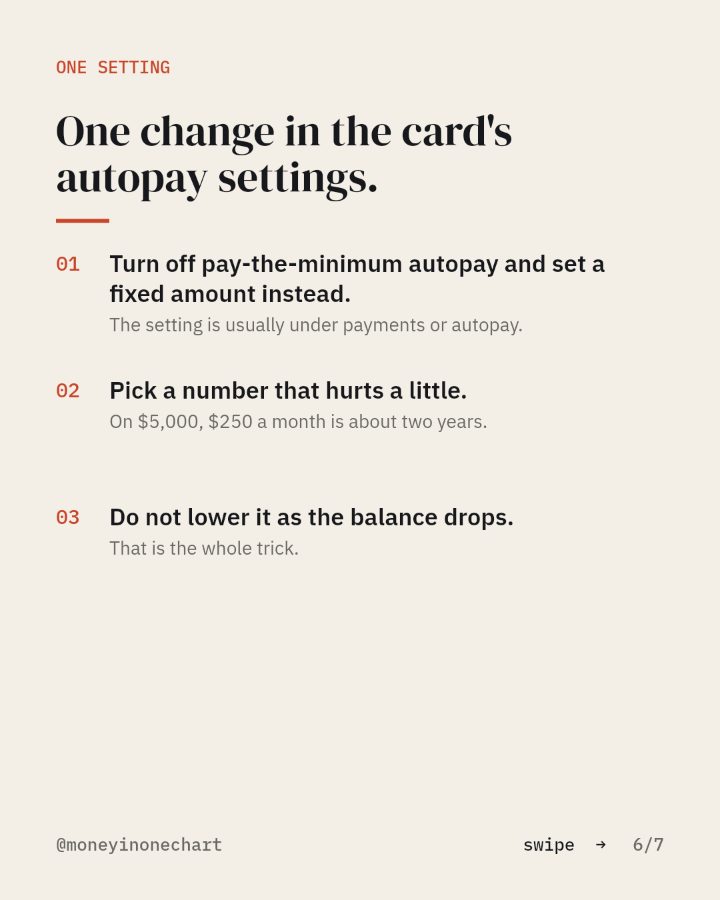 Slide 6 of 7: One change in the card's autopay settings.