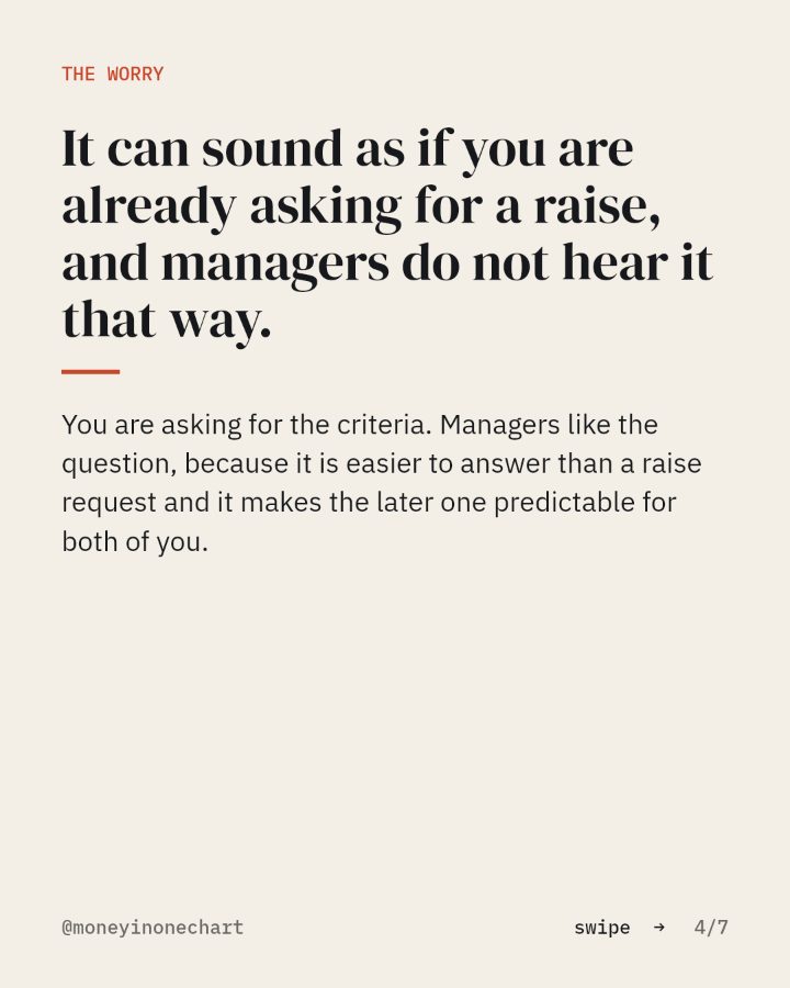 Slide 4 of 7: It can sound as if you are already asking for a raise, and managers do not hear it that way.